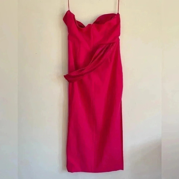 Bardot Lorella Midi Dress Candy Pink Formal One Shoulder Side Slit Size 8 Large - Picture 7 of 13